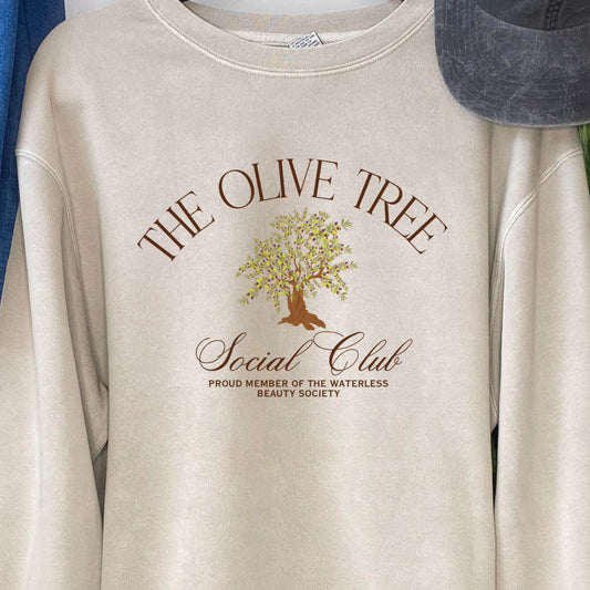 Cream Olive Club Crewneck w/Olive Tree